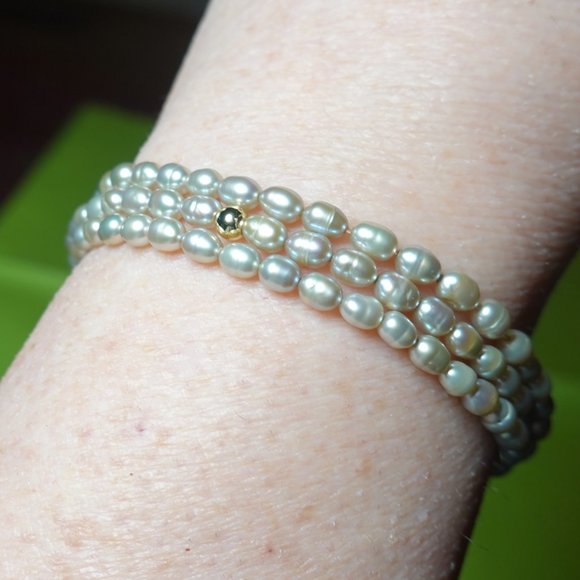 (NWT) Silver Rice Freshwater Bead (3) Bracelets Stack/ Set - Picture 3 of 10